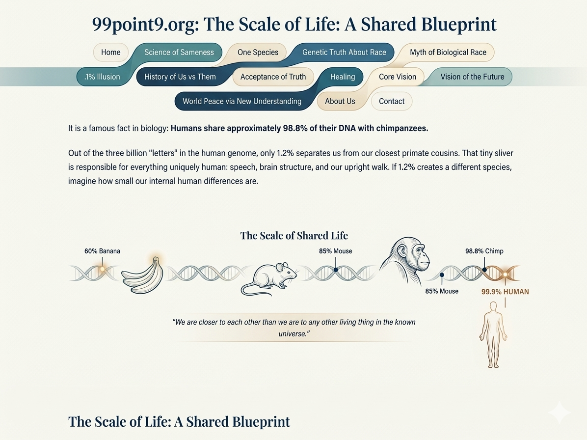 The Scale of Shared Life: Genetic similarity comparison between humans, chimps, mice, and bananas